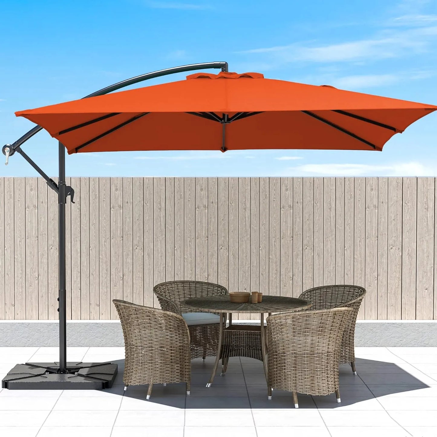 Sun Shade Umbrella with Crank Handle and Tilt for Outdoor Sun Shade 3m diameter
