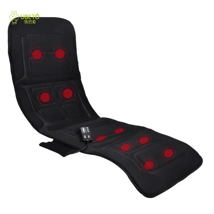 Full-Body Massage Cushion with Heat, 10 Vibration Motor Massage Cushion Pad, Heating Vibrating Massage Mat & 5 Modes, 3 Intensities, 3 Heating Pads, Fatigue Relief Back Massager for Home Office
