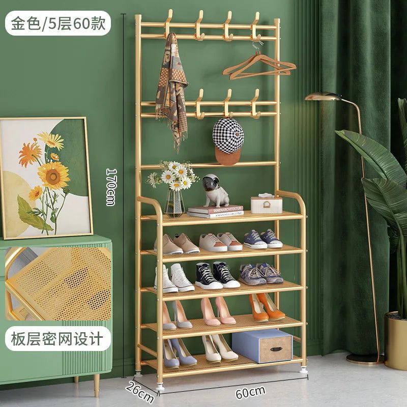 mettalic golden color shoe rack