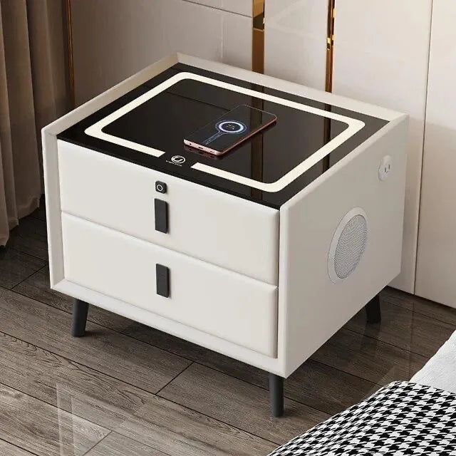 Smart bedroom table with finger printer scan lock and Bluetooth speaker