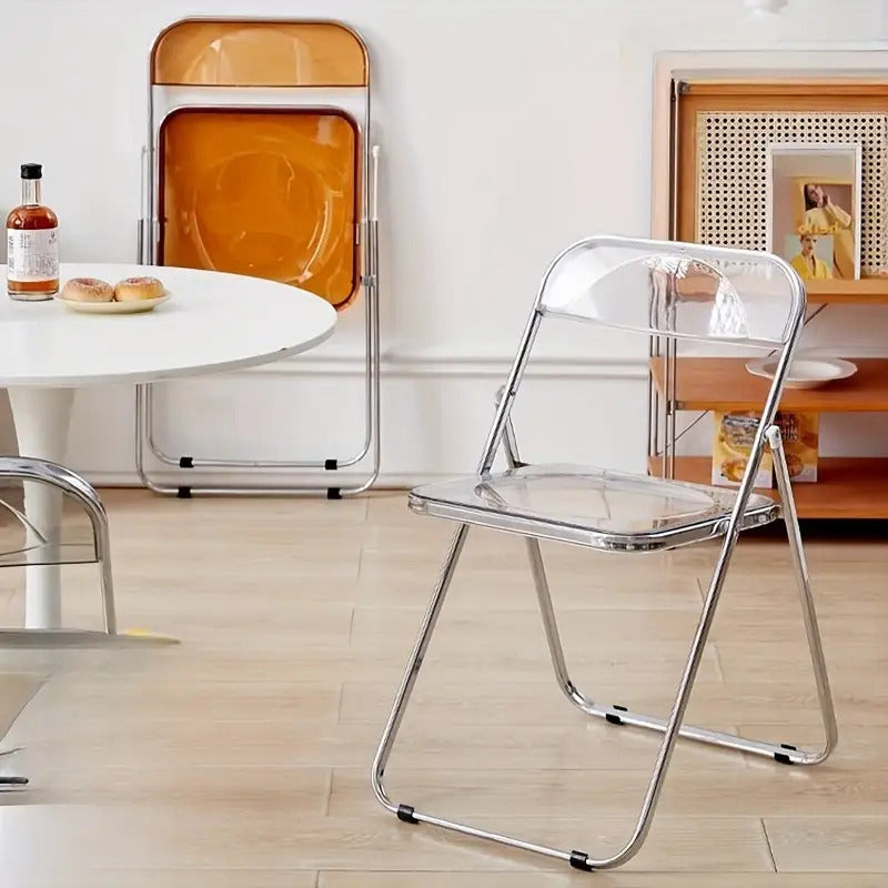 Modern White & Black Metal Folding Chair