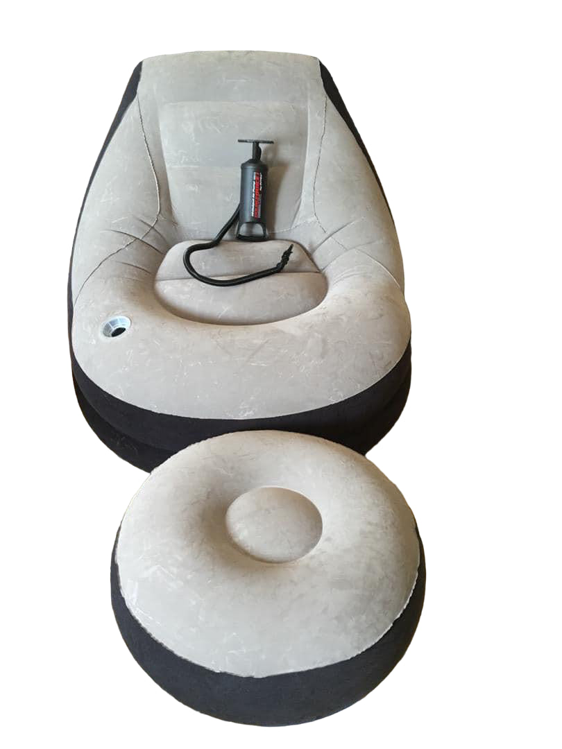 3in1 inflatable home pumped seat with foot rests and pump color vary
