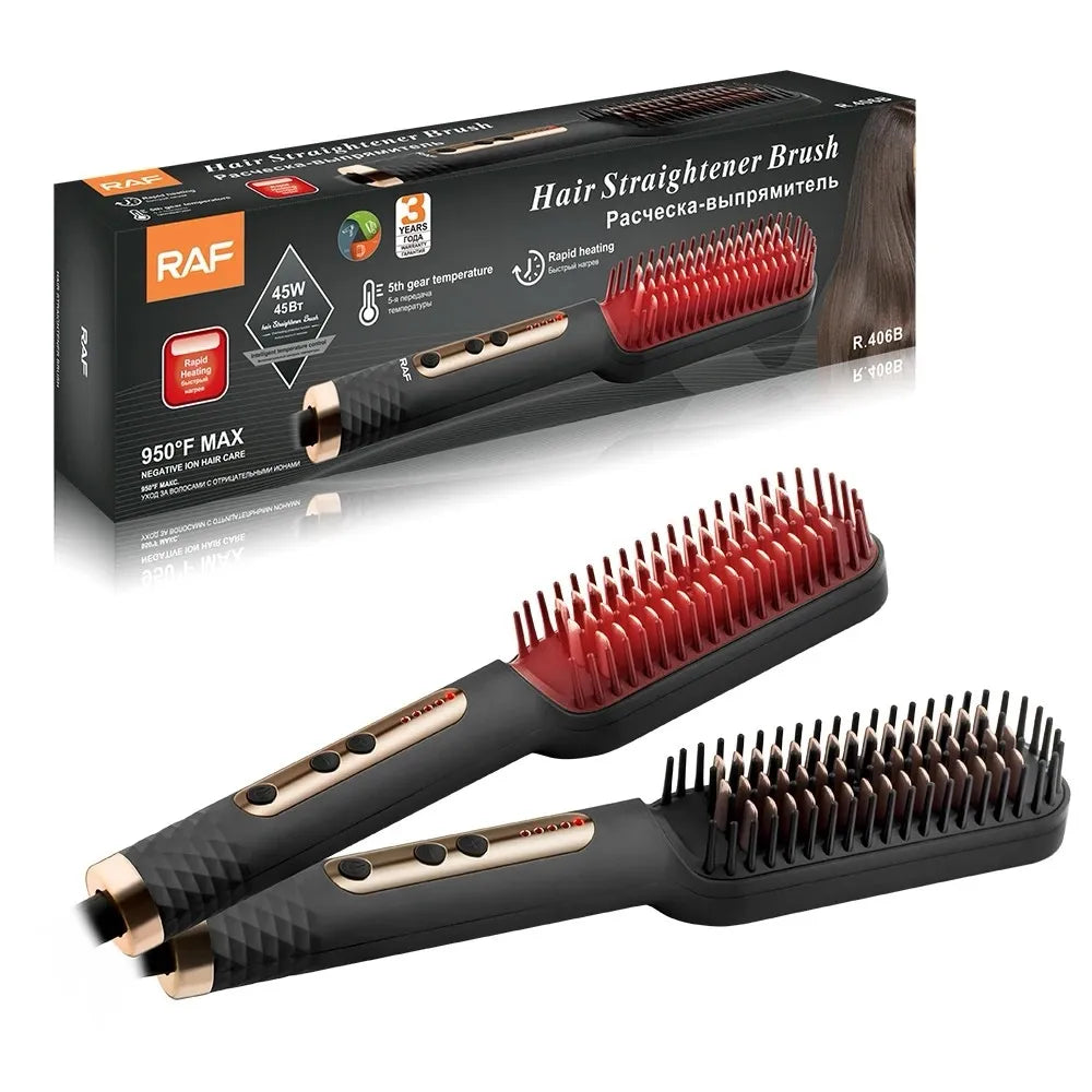 Electric hair straightener brush with five heating temperature