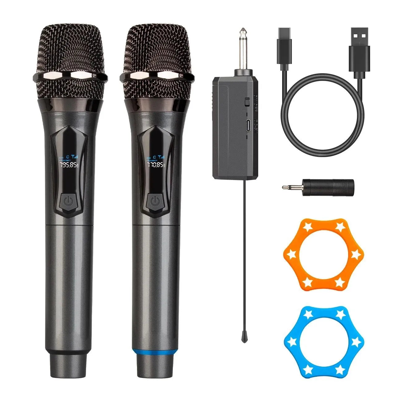 Professional dual wireless microphones with accessories