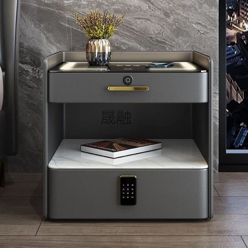 Modern Nightstand 2 drawers End Tables home smart fingerprint