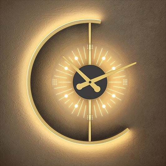 2IN1 gold color clock with lamp