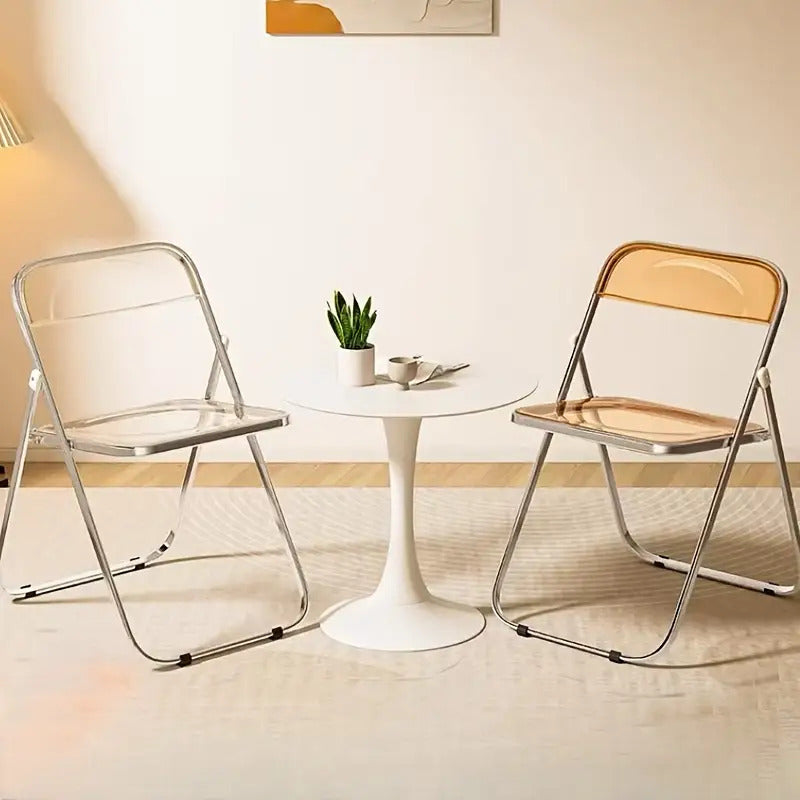 Modern White & Black Metal Folding Chair