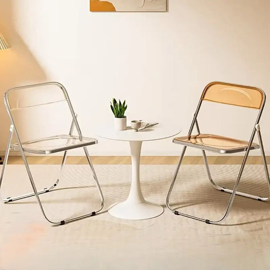 Modern White & Black Metal Folding Chair