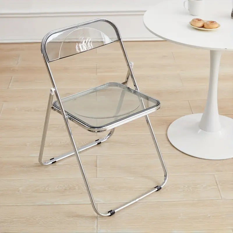 Modern White & Black Metal Folding Chair