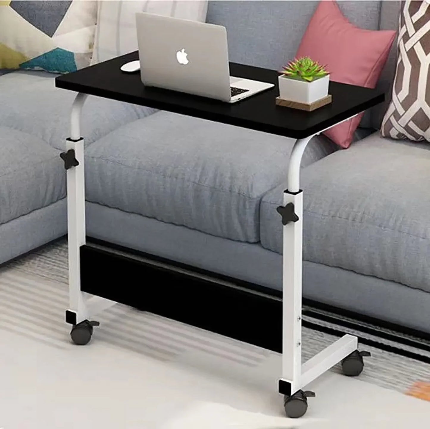 Adjustable rollable laptop table
