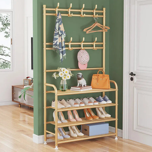 mettalic golden color shoe rack