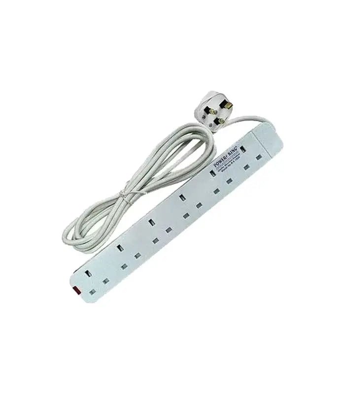 Power King 6Way Extension Cable – White